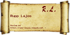 Rupp Lajos névjegykártya
